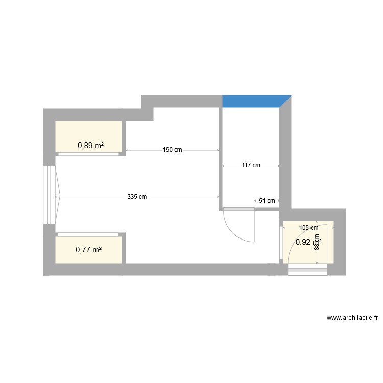 Boulanger plan Base. Plan de 3 pièces et 3 m2