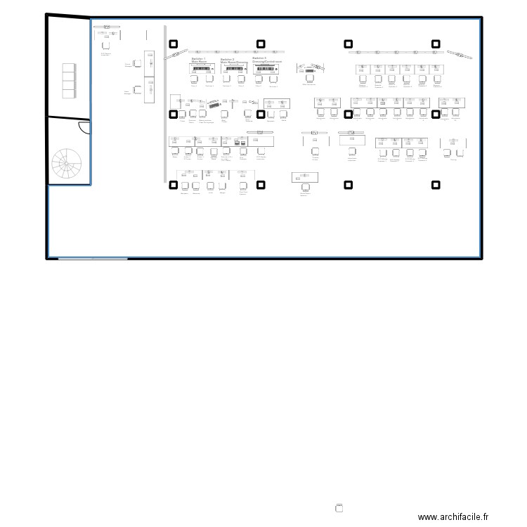 LOL 4 2023 / IMPLANTATION REGIE V2. Plan de 15 pièces et 480 m2