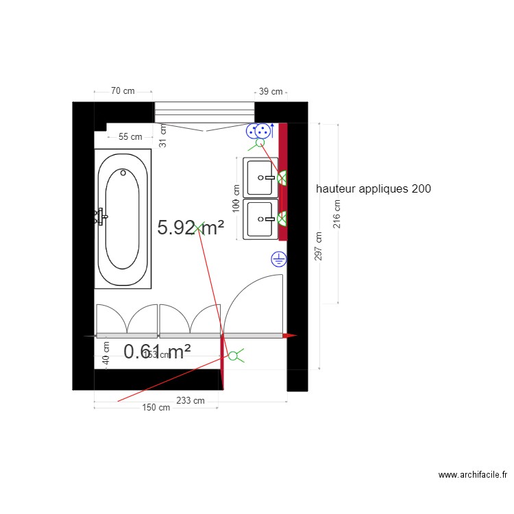 sèvres sdb enfants projet 2. Plan de 0 pièce et 0 m2