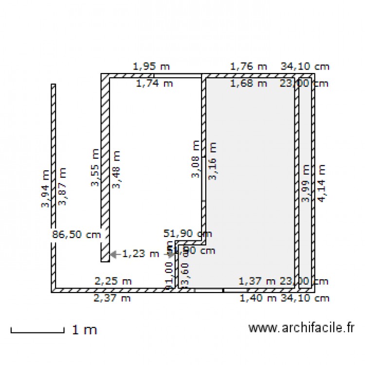 sdb 13 mur. Plan de 0 pièce et 0 m2