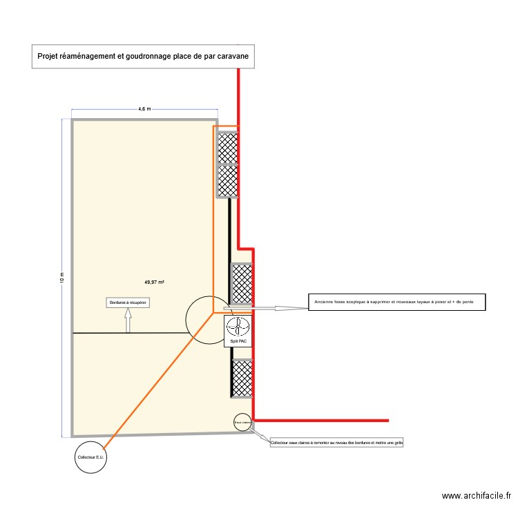 Place de parc caravane. Plan de 5 pièces et 53 m2