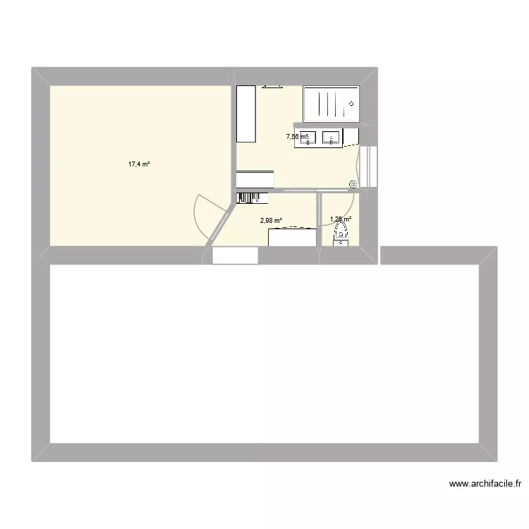 Etage. Plan de 4  et 29 m²
