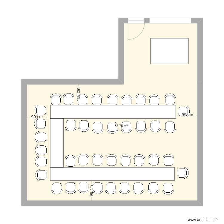 Table Sol°1. Plan de 1 pièce et 58 m2