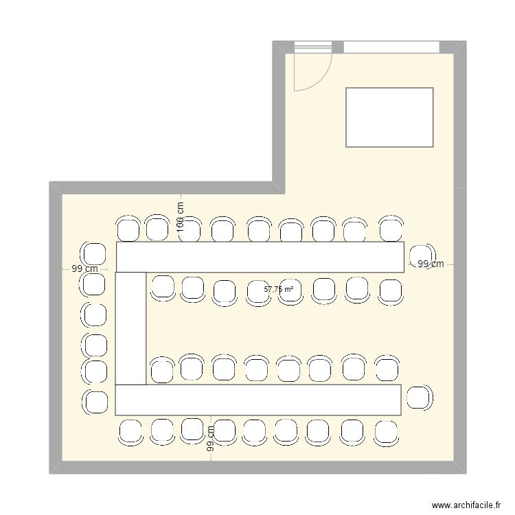 Table Sol°1. Plan de 1 pièce et 58 m2
