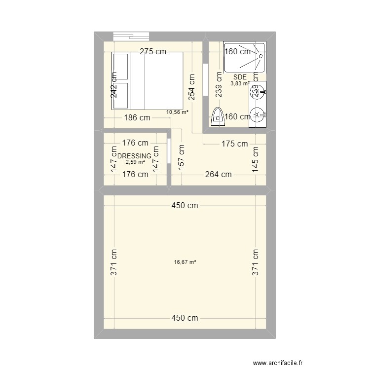 MAISON . Plan de 4 pièces et 34 m2