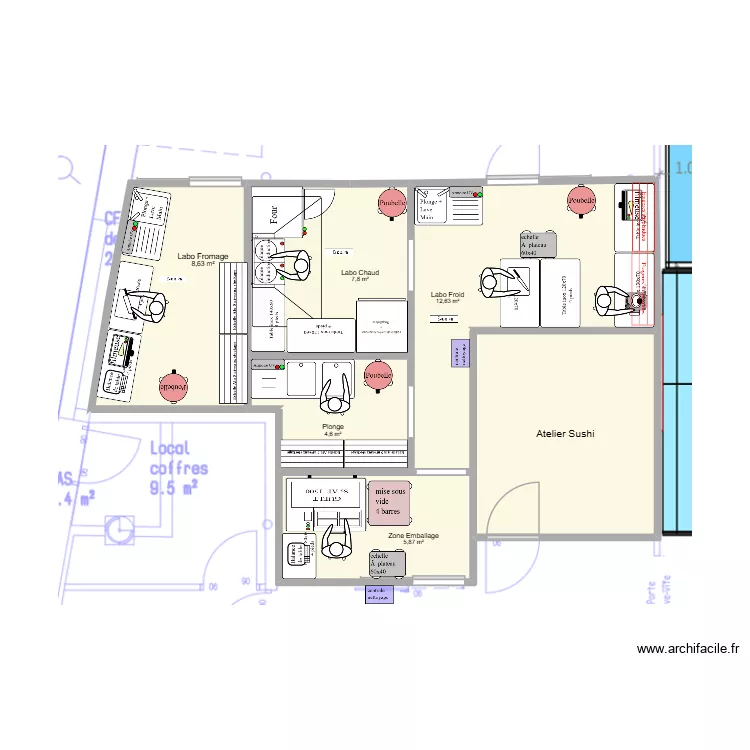Labo Lyon Félix V3. Plan de 6 et 50 m² Labo Lyon Félix V3. Plan de 6 et 50 m²