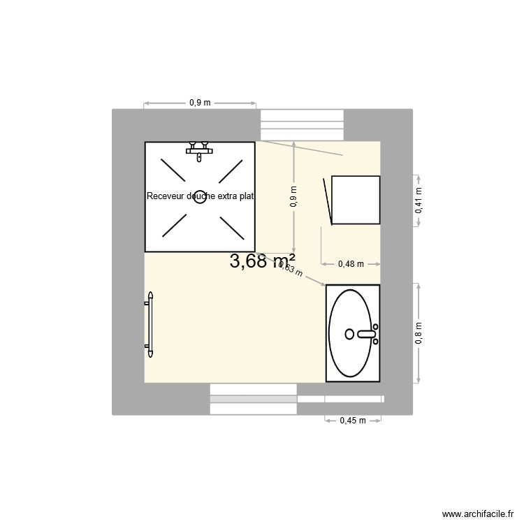 Salle d\'eau RDC. Plan de 0 pièce et 0 m2