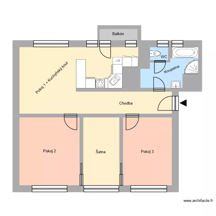 Na Des&aacute;t&eacute;m 1686, byt 6. Plan de 12  et 84 m²