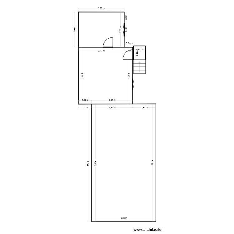 plan à continuer à faire. Plan de 4 pièces et 84 m2