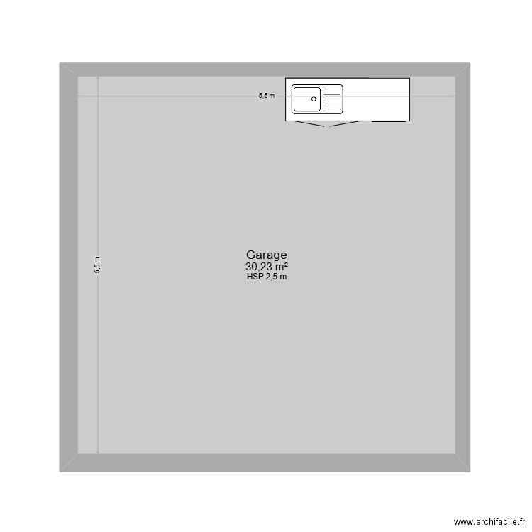 arrière cuisine. Plan de 1 pièce et 30 m2