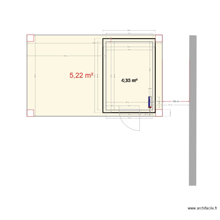 IMPLANTATION LOCAL TECHNIQUE SUR PLATEFORME. Plan de 3 pièces et 25 m2
