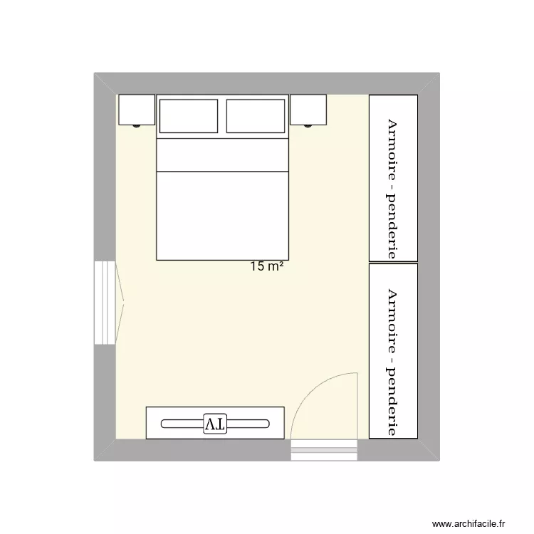 Chambre parents. Plan de 