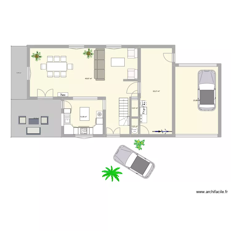 rdc villa. Plan de 6  et 108 m²