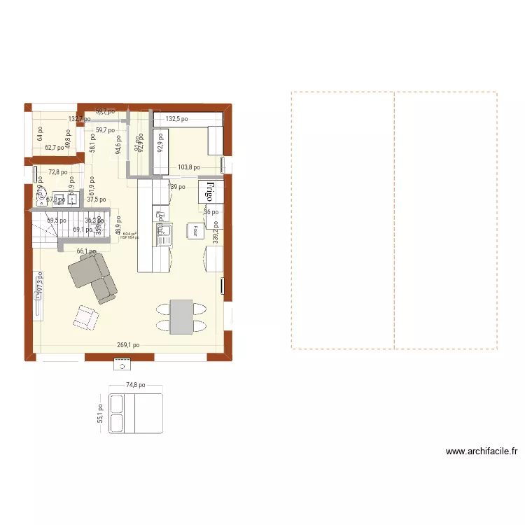 Cahlet 28 x 24. Plan de 1 et 56 m² Cahlet 28 x 24. Plan de 1 et 56 m²
