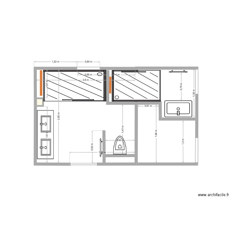 SDB métré 4. Plan de 1 pièce et 0 m2