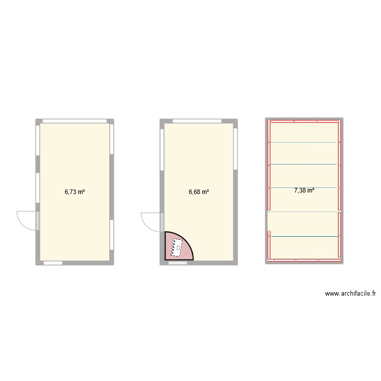 Carabureau. Plan de 3 pièces et 21 m2