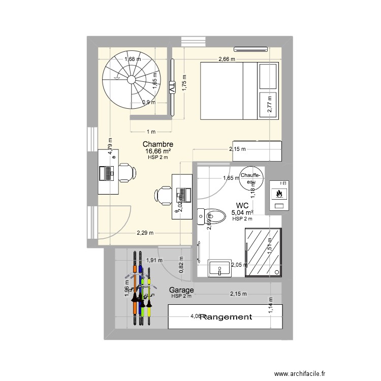 Sous sol 1. Plan de 5 pièces et 28 m2