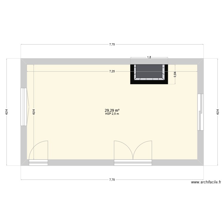 salon/salle. Plan de 1 pièce et 29 m2