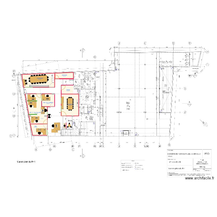 Bureaux DPE R+1 - V1. Plan de 7 pièces et 91 m2