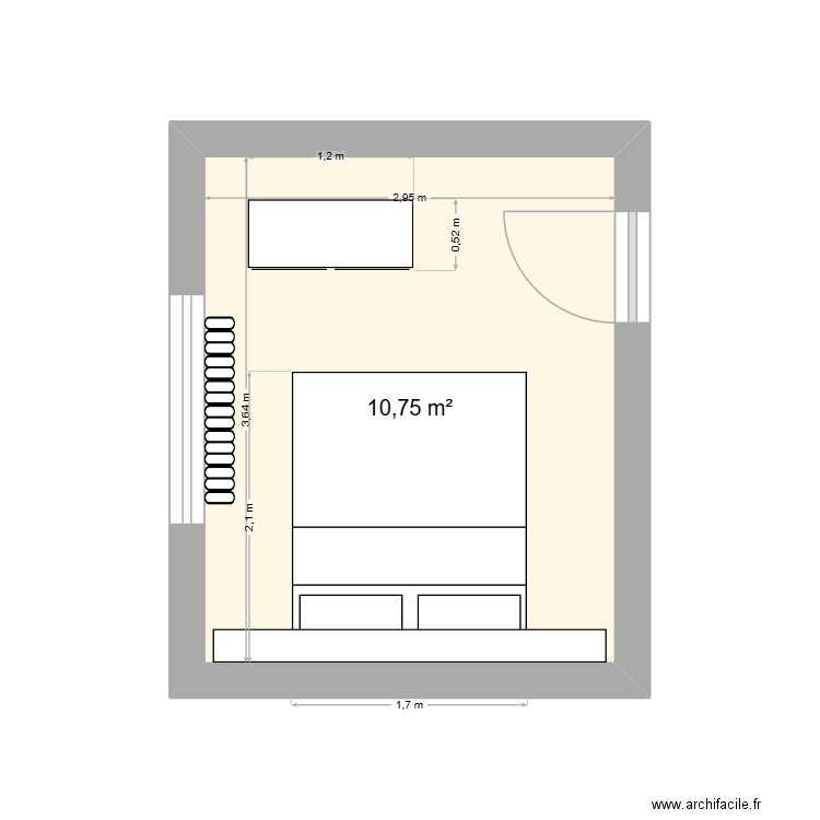 CHAMBRE. Plan de 1 pièce et 11 m2
