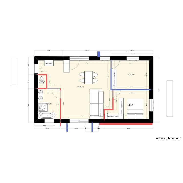 maison gara15. Plan de 5 pièces et 62 m2