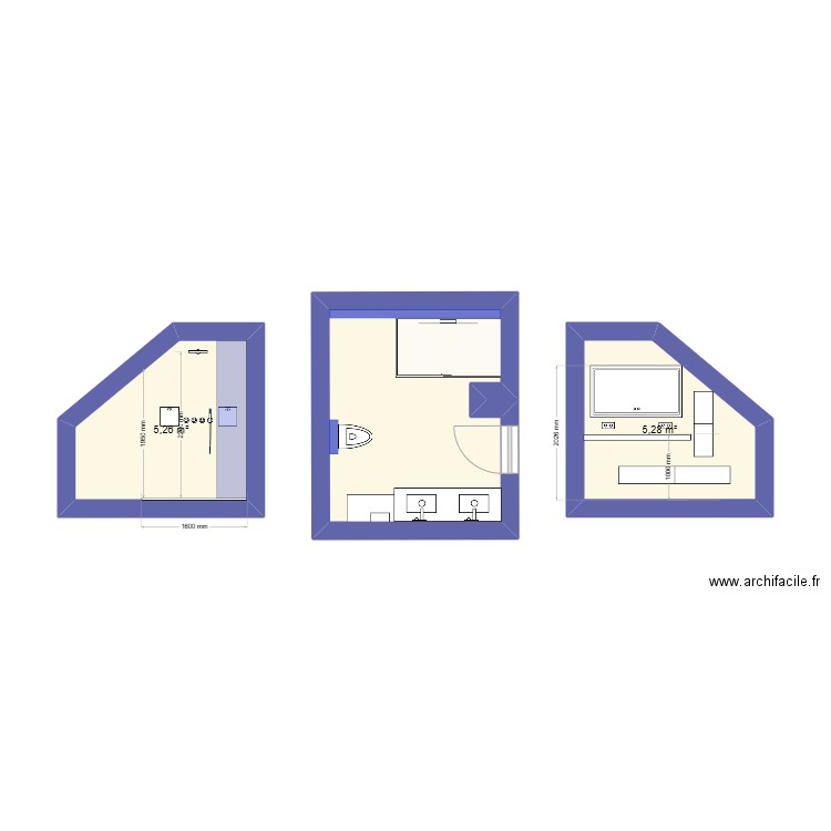 A. Fontaine. Plan de 3 pièces et 19 m2
