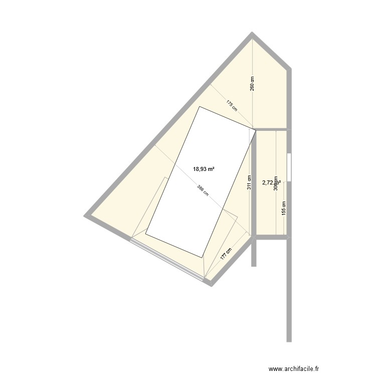 257 Forbin Buanderie. Plan de 2 pièces et 22 m2