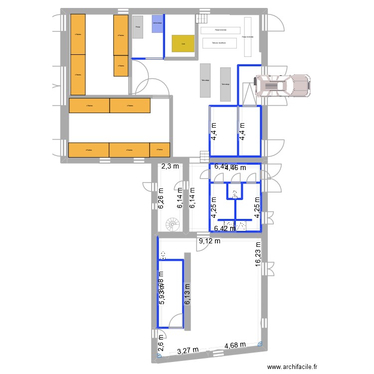 fromagerie V5. Plan de 10 pièces et 190 m2