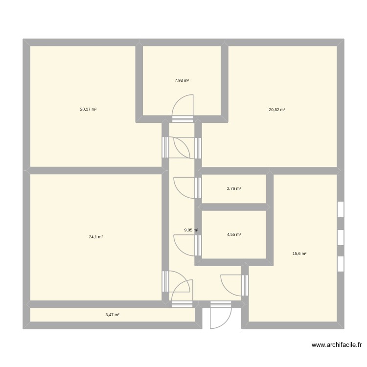 Tall. Plan de 9 pièces et 108 m2