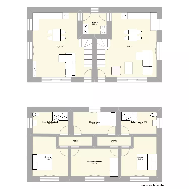 Maison ?!. Plan de 11  et 147 m²