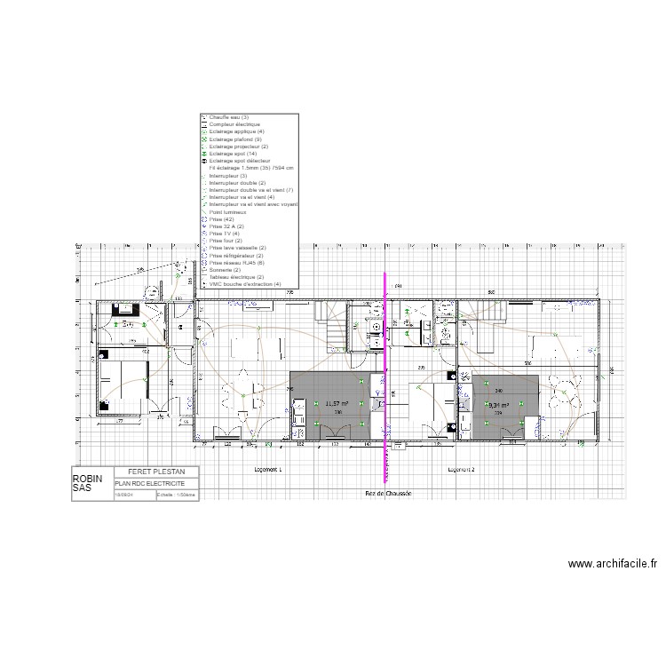 ROBIN_PLAN ELEC_RDC_FERET_PLESTAN. Plan de 2 pièces et 5 m2