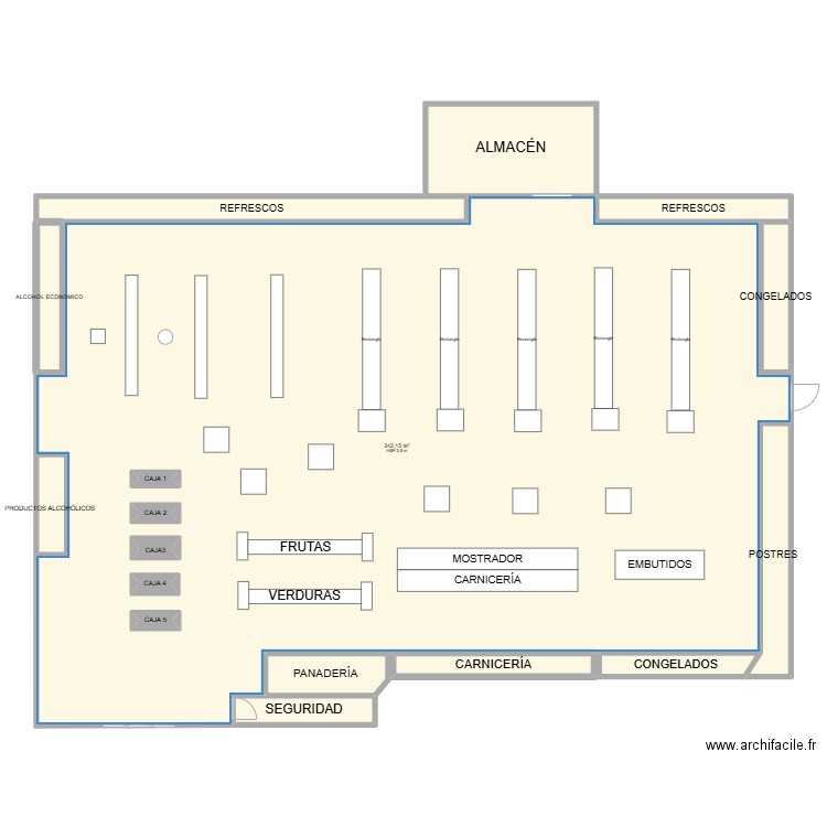 Supeco. Plan de 17 pièces et 292 m2