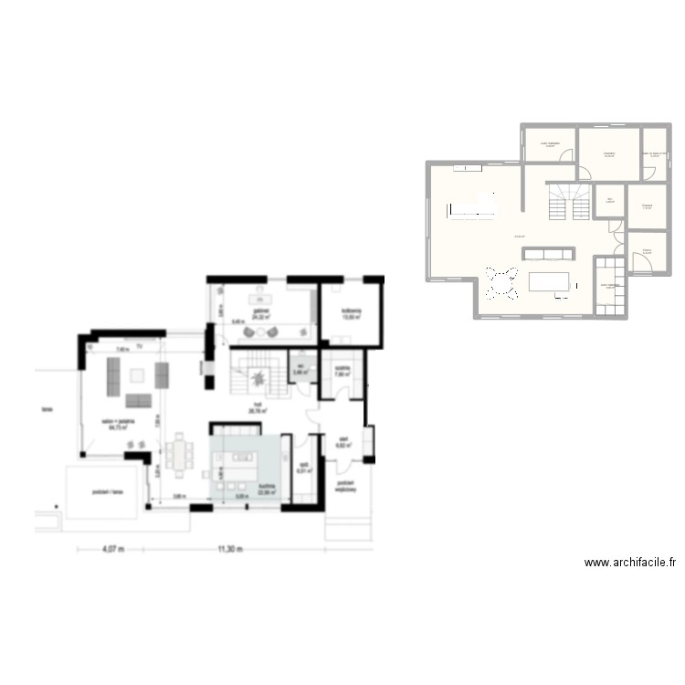 Maison drève. Plan de 8 pièces et 142 m2