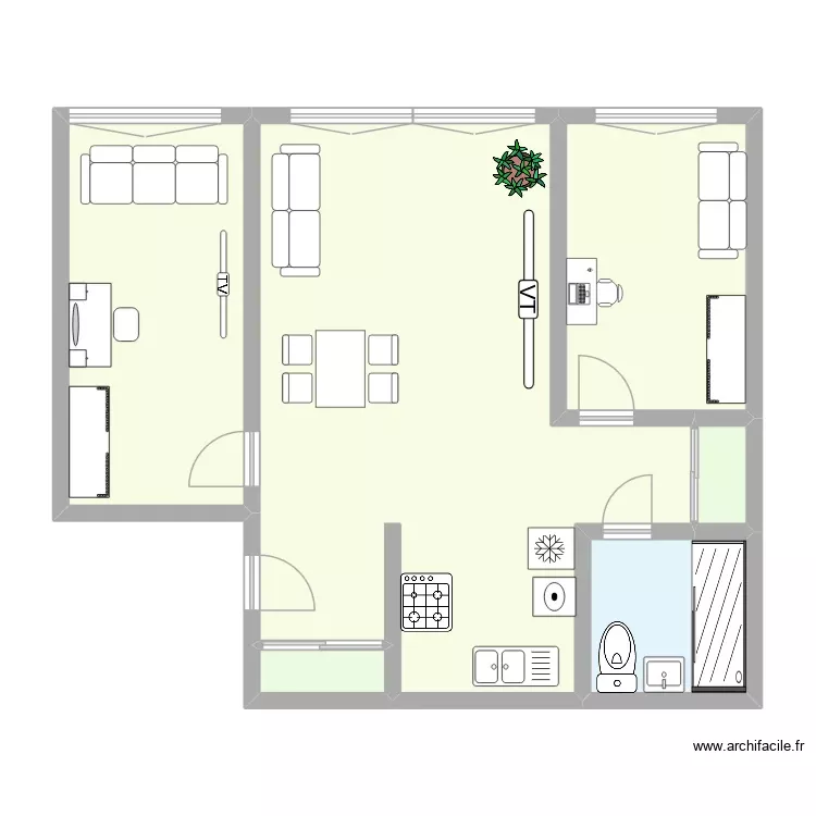 6830. Plan de 6 Pièces et 87 m²