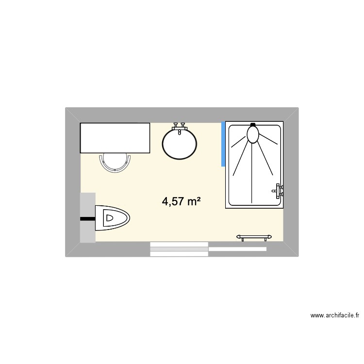 Walk-in Bathroom - v2. Plan de 1 pièce et 5 m2