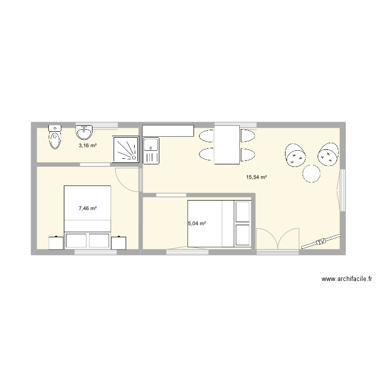 Ther. Plan de 4 pièces et 31 m2