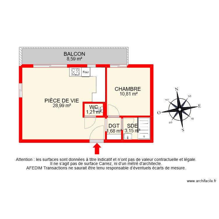 BI 26619. Plan de 8 pièces et 60 m2