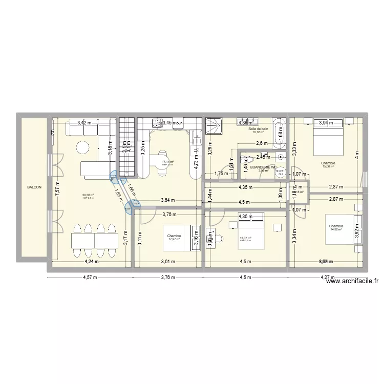 MOLINI TOITURE APPART 4 CHAMBRE. Plan de 22  et 274 m²