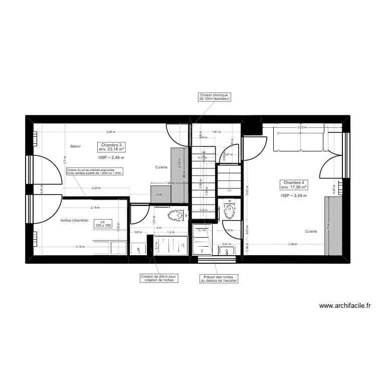 P2.3 PLAN ETAGE 2 SANITAIRES - PROJET SONNEVILLE. Plan de 0 pièce et 0 m2