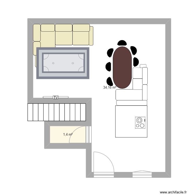 SALON CUISINE. Plan de 0 pièce et 0 m2 SALON CUISINE. Plan de 0 pièce et 0 m2
