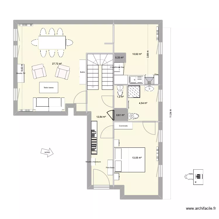 Paillard - Issy - test salon. Plan de 8 pièces et 71 m²