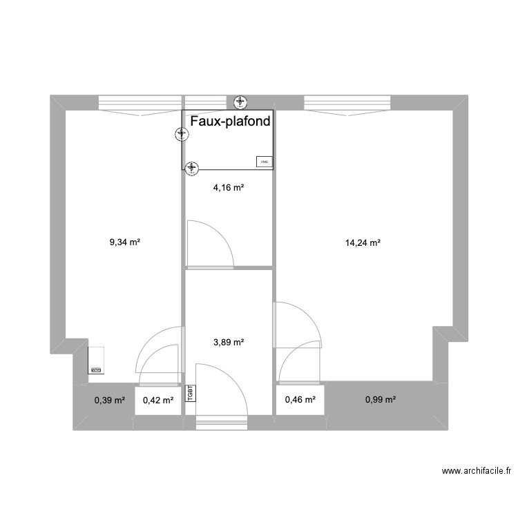 Lefeuvre_VMC. Plan de 8 pièces et 34 m2