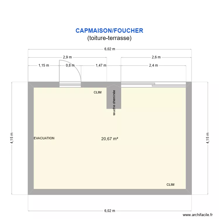 FOUCHER. Plan de 1 Pièce et 21 m² FOUCHER. Plan de 1 Pièce et 21 m²