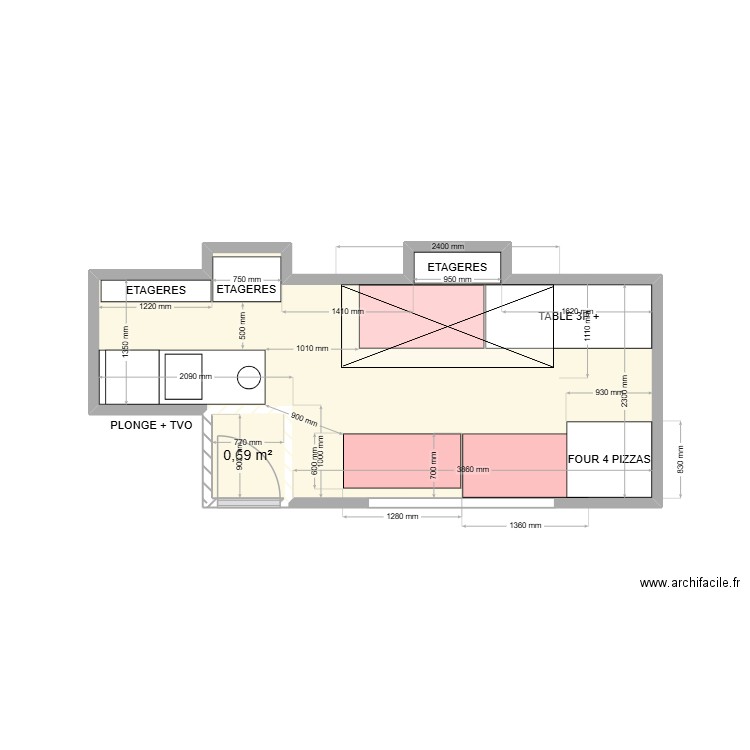 AMORE. Plan de 2 pièces et 13 m2