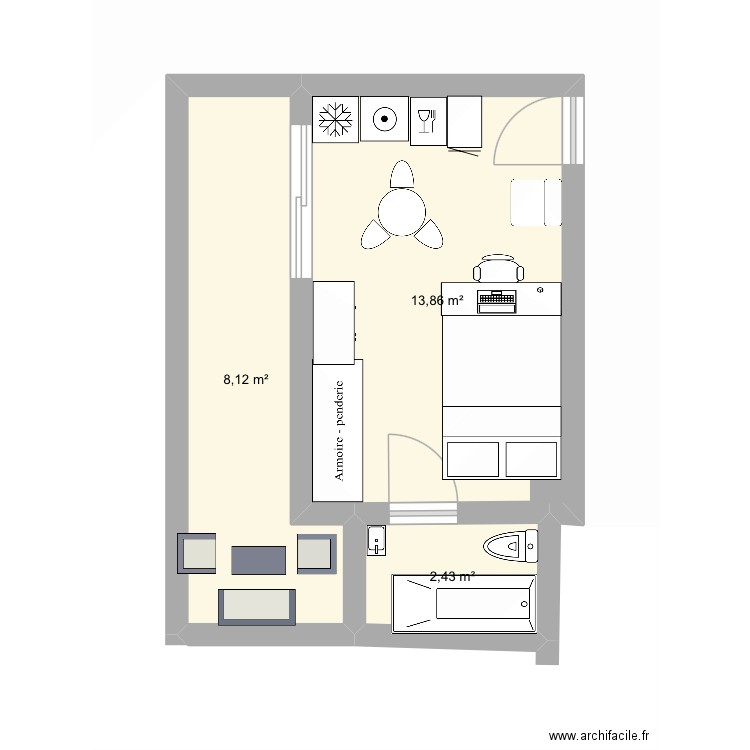Test du 8 nov. Plan de 3 pièces et 24 m2