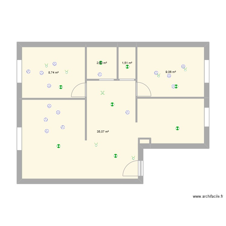 chantier bernardo. Plan de 5 pièces et 57 m2