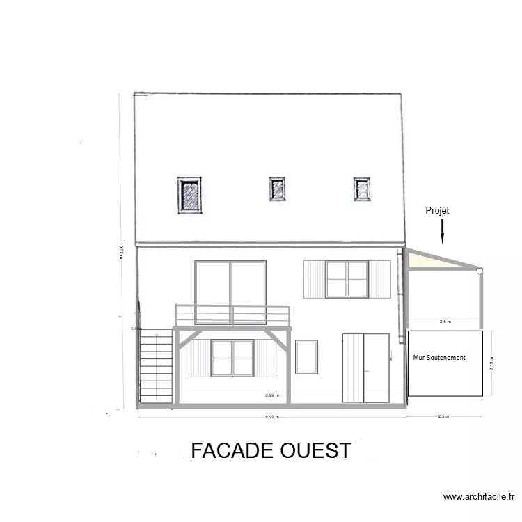Facade Ouest. Plan de 