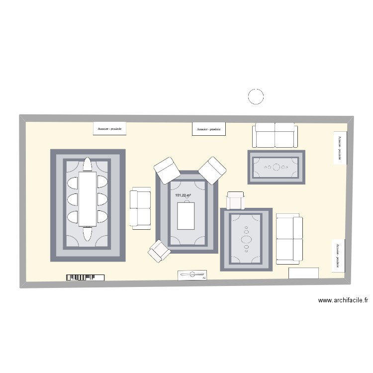 living. Plan de 1 pièce et 101 m2