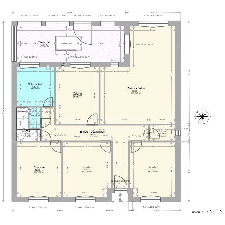 ML24005886. Plan de 15 pièces et 260 m2