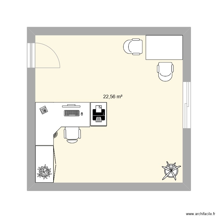 Aménagement matériel et ergonomique. Plan de 1 pièce et 23 m2